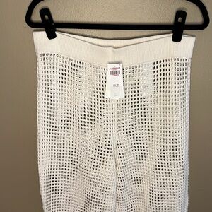 NWT A&F Abercrombie & Fitch cream knit beach pool cover up pants sweatpants - L
